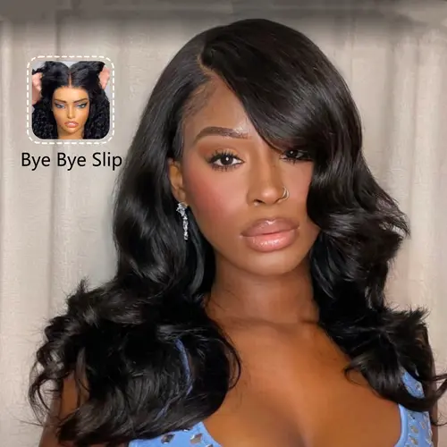 UNICE Glueless Body Wave Human Hair Wig - 7x5 HD Lace Closure with Feathered Side Part, Adjustable, Put On and Go for Beginners, Wigs Human Hair
