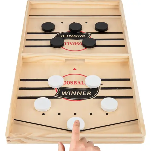 Wooden Sling Puck Game - Fast-Paced Table Hockey Battle Game for Family with 10 Pucks Portable Slingshot Game for Family Fun and Party Nights Deals