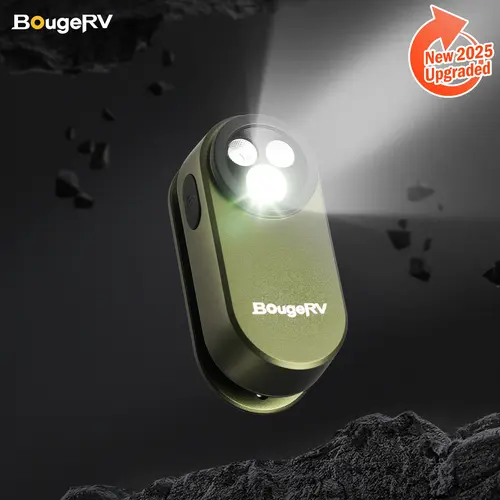 BougeRV Super Bright High Lumen LED Flashlight - Portable USB-C Rechargeable (500 Lumens, 600mAh) EDC Pocket Light with Magnetic Clip, 5-Mode Brightness, Keychain, Handheld Spotlight for Camping, USB Mobile Light Accessory, Super Bright Flashlight, High L