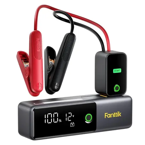 Fanttik Potent T10 1800A Portable Jump Starter 12000mAh 12V Safe Lithium Battery for Car Battery up to 7.0L Gas 5.0L Diesel Engines with Retractable Charging Cable Power Bank LED Display,father'sdaygifts, SummerWins summerwins,car accessories
