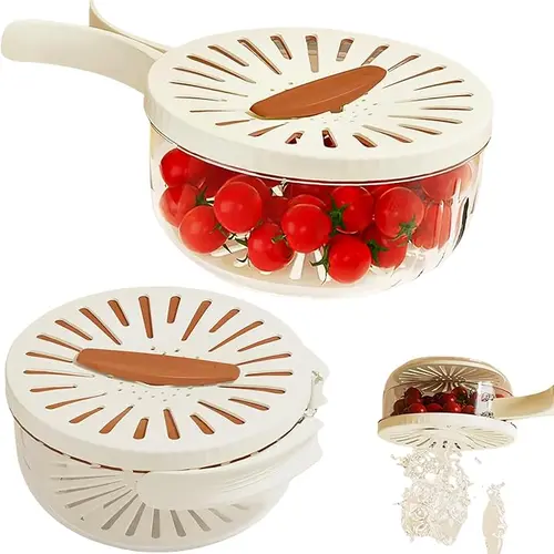Multifunctional Kitchen Colander Basket with Lid - Pasta Drainer, Salad Bowl, Collapsible Strainer for Washing Fruits-Vegetables, Refrigerator Storage, Foldable Handle Kitchen Utensils, Collapsible Strainers For Kitchen