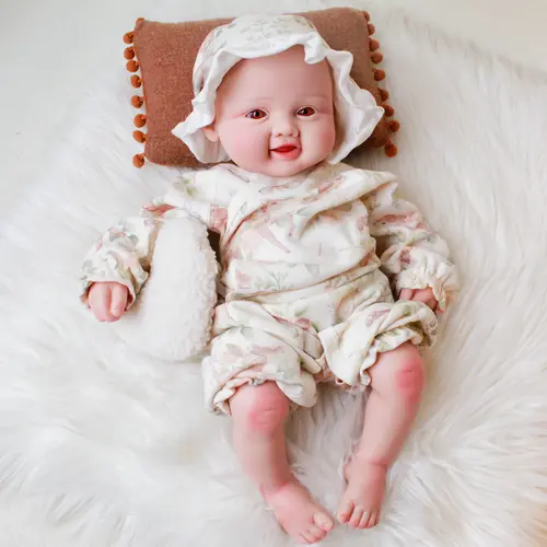 FunCuddle NO.11 17.3-in Full Body Silicone Lifelike Newborn Reborn Doll, Cute Soft Washable Toy, Soft Cuddly Birthday Gift for Girls, Soft Cuddly Gift