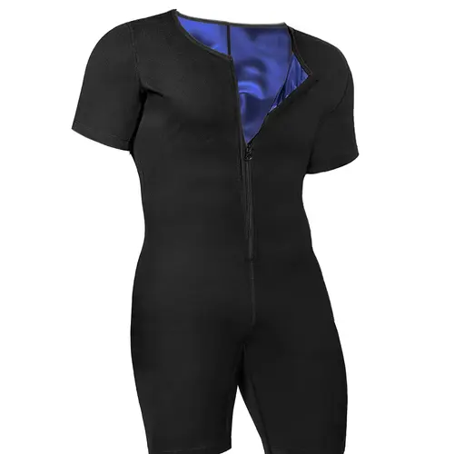 (order one size up)1 Pack Men Sauna Short Sleeve One Piece Workout Bodysuit, Front Zipper Design, Athletic Sport Jumpsuit, Solid Color Sportswear, All Season Activewear for Gym Training Running Cycling, Ideal Christmas Gift