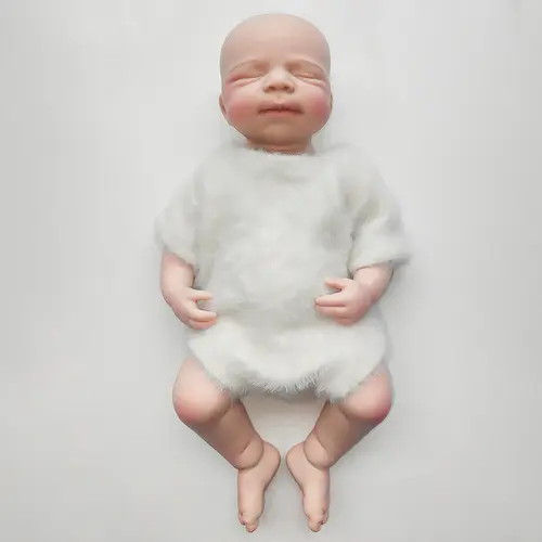 FunCuddle NO.18 Lifelike Newborn Full Silicone Sleeping Baby Girl Doll, 18.9-in with Pink Soft Pinch Knitting Design, Toys for Girls 3-12, Dolls & Accessories Set for Birthdays, Lifelike Newborn Doll