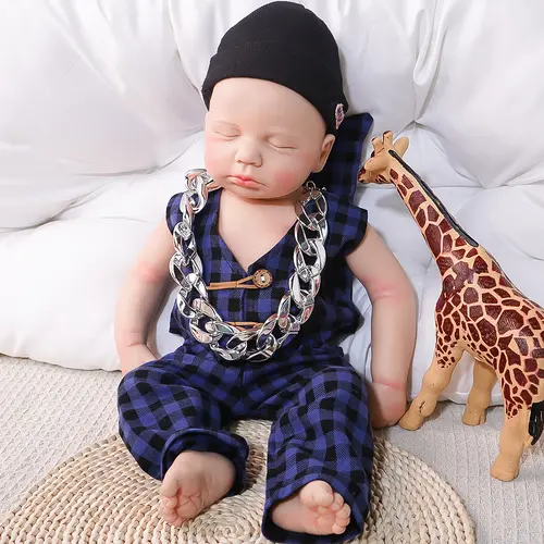 FunCuddle NO.17 19.29in Full Silicone Reborn Newborn Baby Doll - Realistic Skin, for Emotional Play, 4-6 Years Girls' Birthday Gift, Collectible Doll, Collectible Dolls