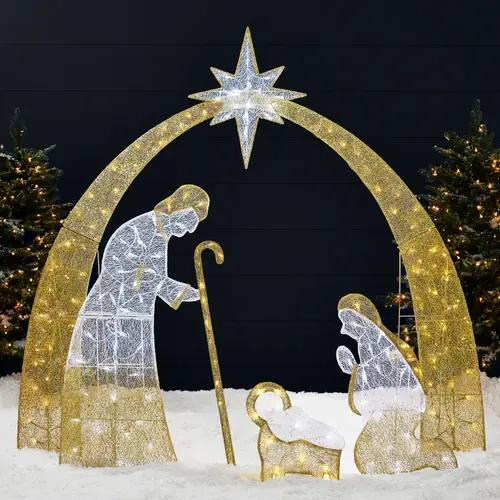 Best Choice Products Lighted 2D Christmas Nativity Scene Outdoor Décor w/ Twinkling LED Lights