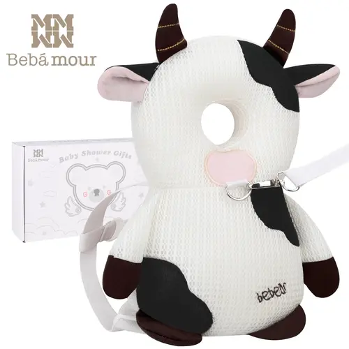 BEBAMOUR Baby Walker Head Protector Carrier - Adjustable Toddler Safety Pad Backpack with Leash, PP Cotton Hollow Design, Impact Buffer, Breathable Mesh Fit, Lightweight Pad Travels with You, Straps Stay Put, Ideal Gifts for Crawling Toddlers