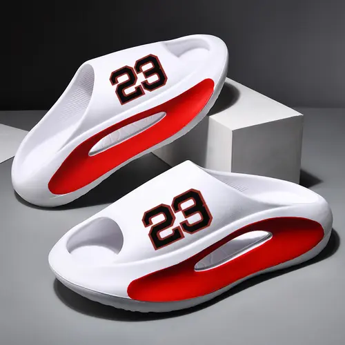 Men's Synthetic Water-Resistant Letter Slipper Shoes - EVA Upper, Lightweight Slippers for Indoor/Outdoor College Freshman Campus Walking Comfort