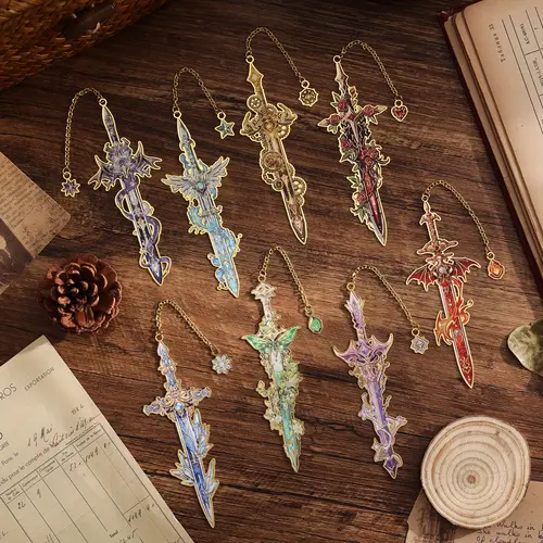 4pcs Fantasy Metal Sword Bookmarks - Office Stationery Reading Accessories to Enhance Reading Experience, Unique Gifts for Book Lovers