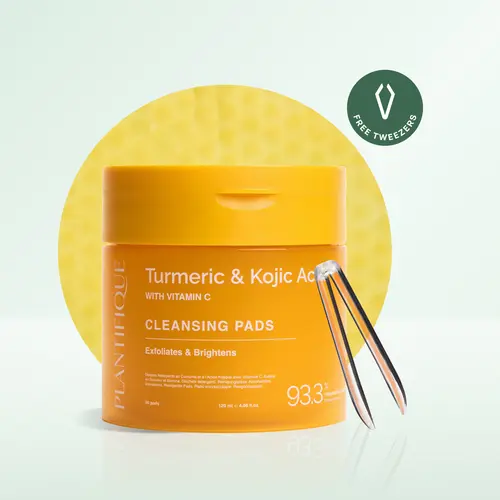 [PLANTIFIQUE Official Shop] Kojic Acid-Turmeric Gentle Cruelty-Free Exfoliating Cleanser Pads, Cleansing Hydrating Brightening Face Pads for Hyperpigmentation, Dark Spots & Acne-Prone Sensitive Skin, Smooth Even Tone Support