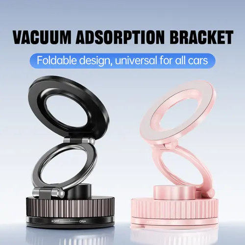 Universal Magnetic Phone Mount - 360° Rotation Basic Version, 1*Vacuum Magnetic Holder, ABS Car-Safe Clip, Adjustable Stable Navigation Frame, Portable Protective Silicone Stand, Car Interior Accessories (Kickstand-Free Phone Holders & Mounts Category)