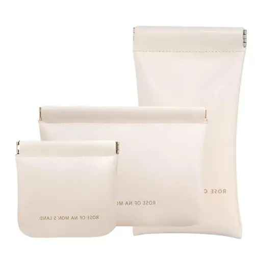 Women's 3-Count Mini Makeup Bags Set - PU Leather Waterproof Portable Vanity, Elastic Open-Close Pouch for Lipstick, Headphone, Makeup Organization, Cute Mini Bags, Gifts for Women