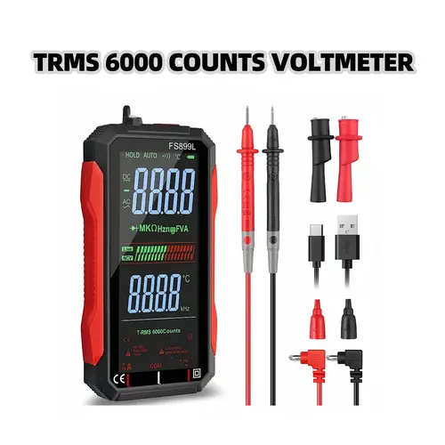 Fully Automatic True RMS (TRMS) 6000 Count Digital Voltmeter - A reliable voltage tester suitable for home, automotive, and industrial applications; a professional electrical tool.