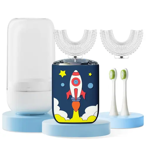 Kids' U-Shaped Electric Toothbrush for Ultrasonic Cleansing, Rechargeable IPX7 Waterproof Oral Hygiene Tool with 6 Modes, 4 Heads & Smart Timer for Ages 2-7, Daily, Oral Care, Eco-Friendly, Automatic Brush, Children,back to school,back to school haul