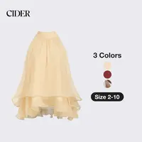 Cider Halter Neckline Knotted Layered Ruffle Hem Blouse SummerFinds