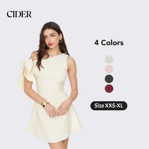 Cider Asymmetrical Neck Knotted Mini Dress Sleeveless Summer Dress For Women Date Night Casual Elegance Chic Womenswear SummerWins SummerFinds