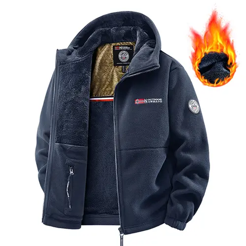 Men's Stylish Fleece-Lined Graphene-Infused Constant-Temperature Heat-Retaining Menswear Top, Versatile Winter Coats with Hoodie Design, Tops