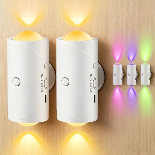 RGB Multicolored Smart LED Decorative Night Light - ABS Plastic, Color Changing, Motion Sensor, Dimmable, Adjustable Lighting Modes, USB Rechargeable, Magnetic Step Lamp, No Drilling Required, Easy Flexible Installation Wall Lamp for Entryway, Christmas,