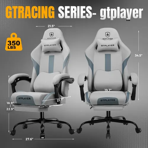 【Latest Fifth Generation Upgrade】Office Gaming Chair, equipped with pocket spring seat cushion and memory foam lumbar support, an ergonomic reclining office chair, mesh rotating wheels task chair, and fabric office chair upholstery