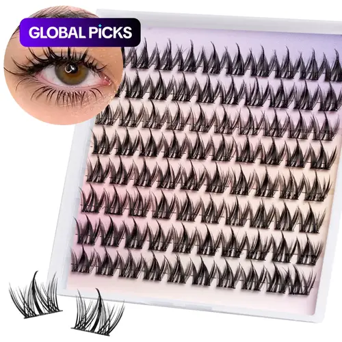 Manga-Style Lash Cluster Kit, Manga Anime Lashes, Voluminous False Eyelashes, Volumized False Eyelashes, 80 Pcs C-Curl Spiky Individual Lash Extensions with Thin Band, DIY False Eyelashes Set with Bond & Seal, Remover & Tweezers