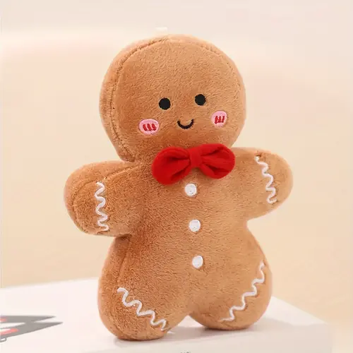 Gingerbread Man Plush Toy Stuffed Animals Cartoon Gingerbread Man Ornament Soft Huggable Holiday Pillow Throw Pillow Soft Cuddly Gift - Perfect for Christmas