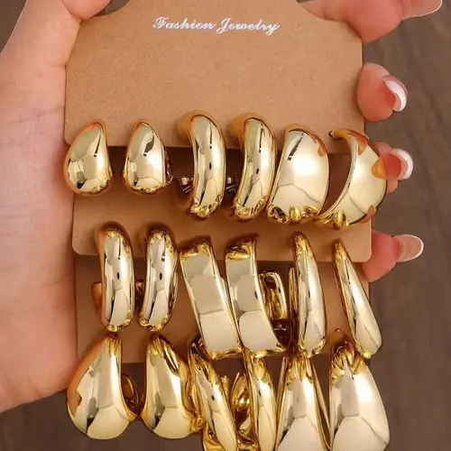 Women's Fashion Earrings Set, High Quality Earrings, C-Shaped Water Drop Design, Multiple Styles & Colors, Perfect for Daily Wear & Gift Ideas, Fashionable Jewelry Accessories