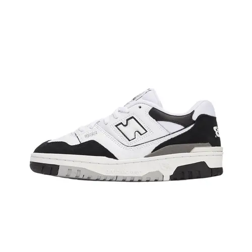 NEW BALANCE 550 Women's Classic Leather Breathable Cushioned Trainers - White Black Rain Cloud, Rubber Sole, Lightweight Sporty Trending Women's Shoes for Daily Wear