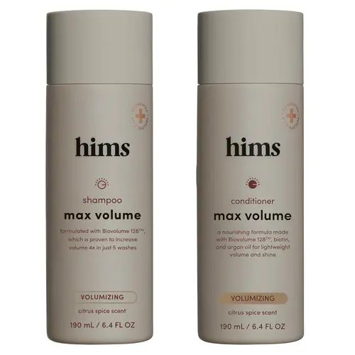 Hims Max Volume Men's Haircare Pack - Argan-Infused, Gentle, Lightweight, Hydrating Citrus Spice Shampoo & Conditioner Set, 2 x 6.4 fl oz Bottles