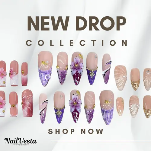 NailVesta NEW DROP COLLECTION – 100% Handcrafted 3D Press-On Nails | Reusable, Long-Lasting, Salon-Quality