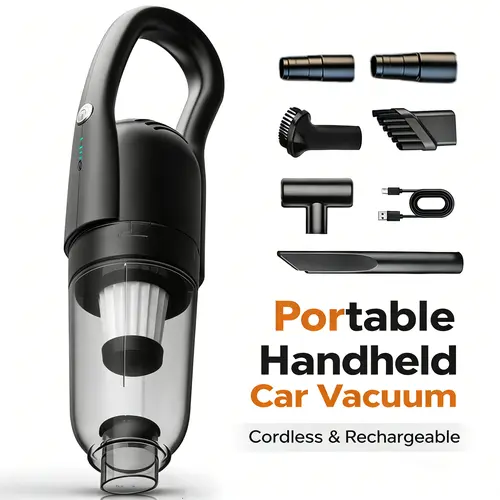 Cordless Car+Home Ready Vacuum Cleaner - Rechargeable Handheld, 12000PA Suction, Dual Filtration, Pet Hair Removal, Compact, Fast Spot Cleanup, Car Vacuum for Interior, Cars Accessories