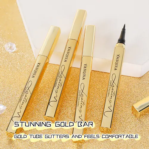 YANQINA Waterproof Liquid Eyeliner Pen - Smudge-Proof & Flake-Proof Longwear Precision Felt Tip for Perfect Lines Black Lipliner Makeup Tool