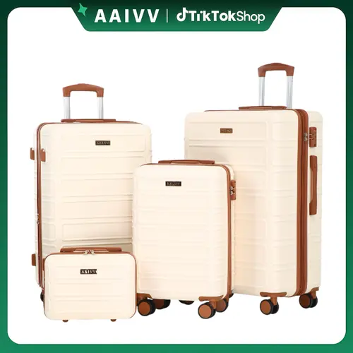 AAIVV 4 Piece Luggage Sets, Double Spinner Wheels, Expandable, TSA Lock Durable Suitcase Set, Traveling Bag, Luggage Sets (13/20/26/28in) summervibes, fathersdaygift,vacationoutfits,beachoutfits