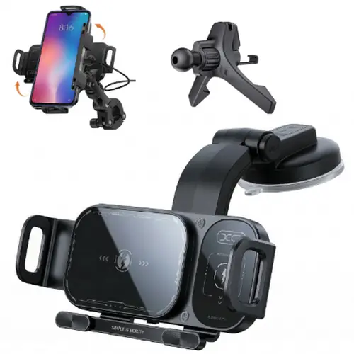 15W Wireless  Fast-Charging Car Phone Mount for Foldable & Regular Smartphones, Super Stable Car Air Vent Phone Mount with Hook & Clip，One-Button 90° Rotation，One-Button Automatic Clamping，Compatible with iPhone,and Other Smartphones, Phone Holder For Car