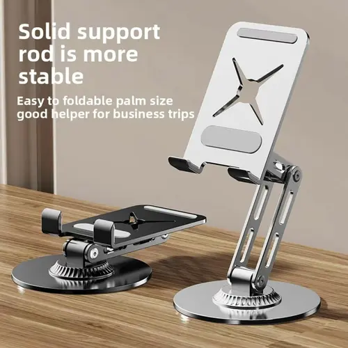 360-Degree Rotation Metal Multifunctional Phone Stand - Foldable, Compact, Durable Desk Accessory for Universal Smartphone, Mobile Cellphone, iPhone, Samsung, iPad