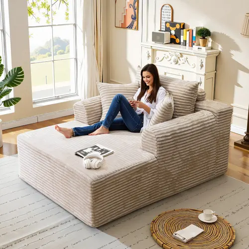 Boneless Sofa Bed Chaise Lounge Chair Indoor, Oversized Upholstered Cloud Couch, Sleeper Reading Chairs Fluffy Cloud Sofas Couches for Living Room