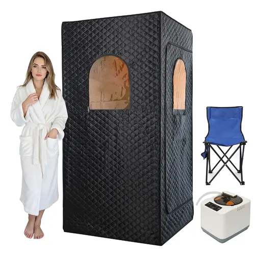 Portable Rectangular Steam Sauna Tent for Home Indoor Use, 3L Steamer, Remote Control, Folding Chair, 9 Levels, 2.9’ Space Fit (2.9’x2.9’x5.9’)