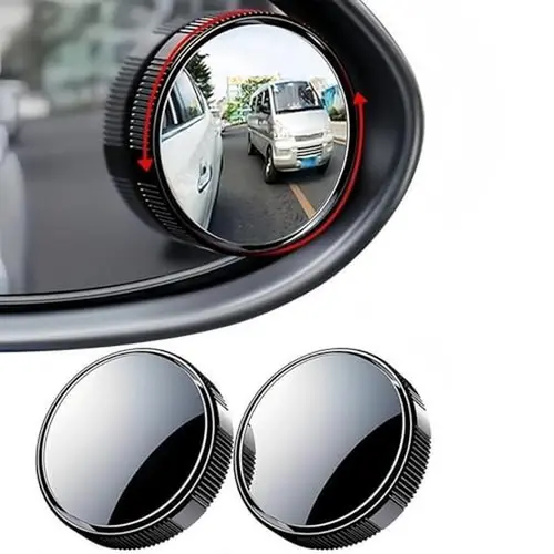 【Summerwins】Joytutus 2-Pack Car Blind Spot Mirrors, 2" Round HD Glass Convex Rearview Mirrors with Rain Covers, 360° Wide-Angle Suction Cup Mount, Universal Black Exterior Accessories for SUVs, Trucks, Car Accessories