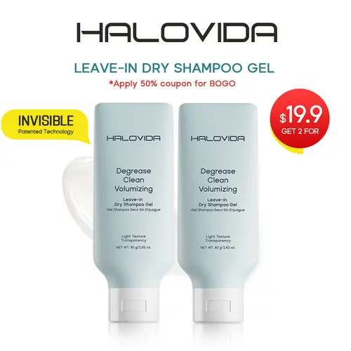 Halovida Leave-in Light Hair Dry Shampoo Gel 2.28oz,4D hyaluronic acid,Silk protein,Instant Oil Absorption,Invisible Volume Boost,Long-Lasting Oil Control,Safe & Clean Formula,Perfect for On-the-Go,Cleanser & Haircare,#backtoschool