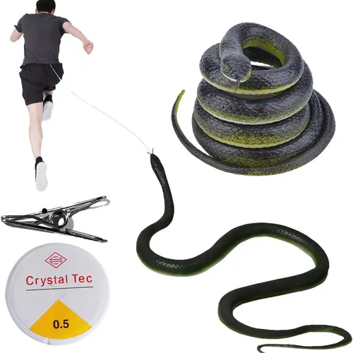 Lifelike Realistic Artificial Snake Prank Toy Kit with String and Clip, Pranks & Jokes Accessory, Easy-to-Display Halloween Decoration, Gifts for Him, Freak Gifts for Him with Lifelike Appearance