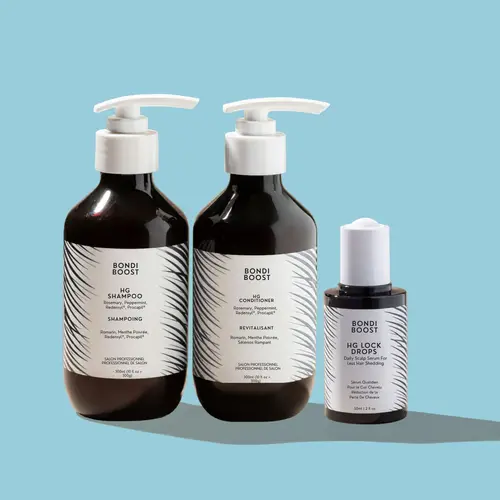 HG Anti-Thinning Trio-TikTok Exclusive Haircare System for Fuller, Thicker Hair with HG Shampoo, Conditioner & Lock Drops Serum 10.14 fl oz Bottle + 2 fl oz Serum