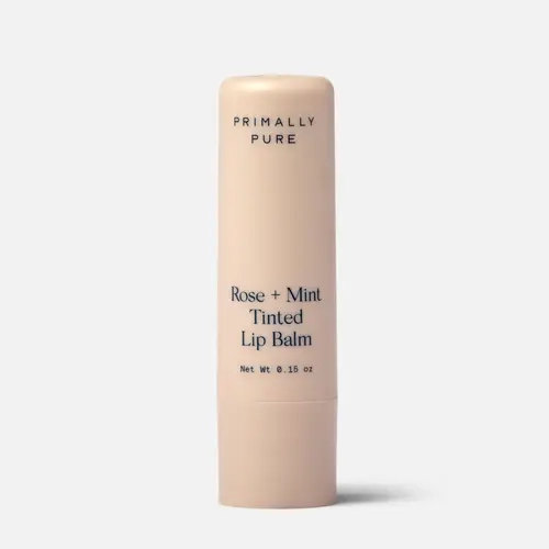 Primally Pure Rose + Mint Tinted Lip Balm - Pure Hydration, No Synthetic Fragrances, Preservatives or Petroleum-Based Fillers - Clean Lip Care