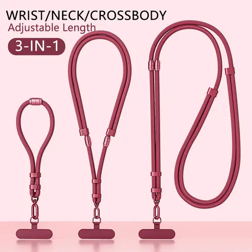 3-in-1 Adjustable Nylon Smartphone Lanyard Strap - Universal Cellphone Holder with Secure Clip, Phone Sling, Durable, Stylish for Men, Anti-Theft, Anti-Drop Mobile Phone Accessory