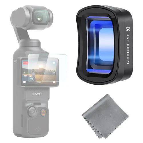 K&F Concept 1.2X Anamorphic Lens for DJI Osmo Pocket 3/XTRA Handheld Device, Magnetic-Attach Camera Accessory with Multi-Coated AGC Optical Glass, Blue Streak Effect, Widescreen Cinematic Performance & Camera Protector（Without camera）