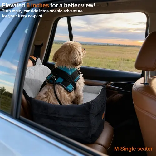 ZVRpet Dog Car Seat Fully Detachable and Washable Memory Foam Covered Car-mounted Pet Kennel Soft Fabric Easy to Install with Adjustable Straps Anti-Slip Bottom Cover for Back Seat Pet Car Bed for SUV Outdoorfun Assembly Required,DealsForYouDays