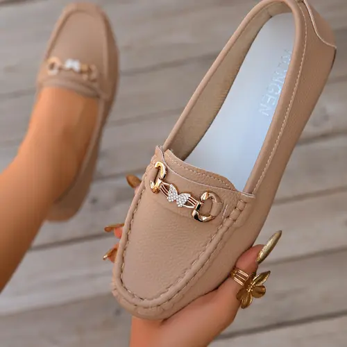 Women's Square-Toe Slip-On Loafers, Comfortable PU Leather Flats for Commuting, Office and Casual Wear, All-Season Work Shoes