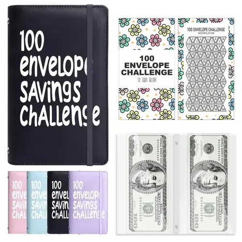 100 Envelope Saving Challenge Binder - Binder Format Saving Tool, Monthly Budget Planner, Budget Planner and Monthly Bill Organizer, Money Organizer, Income Tracker, Gift Ideas for Office Stationery Needs