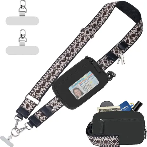Women's Crossbody & Shoulder Bag - Stylish Printed RFID Wristlet Wallet with Clip-and-Go Design, Adjustable Detachable Straps, Zipper Pouch for Smartphones & Accessories, Phone Sling, Cell Phone Strap