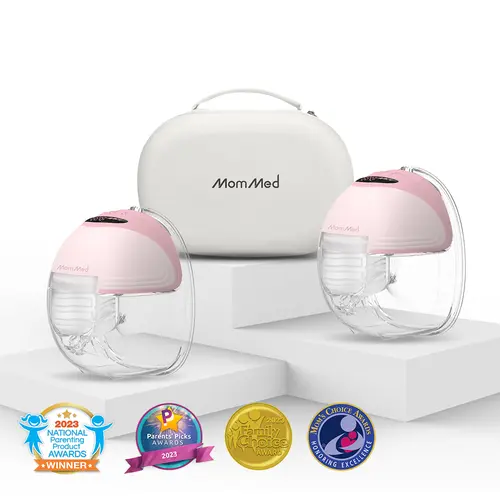 MomMed S21 Wearable Electric Breast Pump Kit - Hands-Free Double Pump with 24mm Shield, Carry Case, 9 Suction Levels, Leak-Proof Design for More Milk, Nursing & Hands Free Pumping (Travel-Friendly), Portable