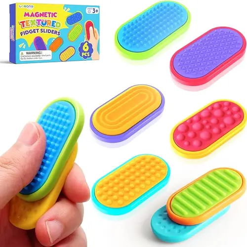 Magnetic Textured Fidget Sliders, LESONG Pocket Sensory Fidget Toys for Kids & Adults, Desk, Travel & Classroom, Sensory Fidgets, Desk Fidget
