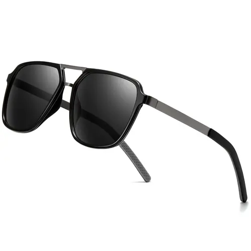 【SummerVibes】SUNGAIT Oversized Retro Aviator Sunglasses for Men Polarized Trendy Rectangle Shades 80s 90s Flat Top Uv Protection Stylish Unisex Sun Glasses SGT737